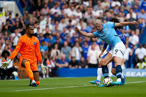 EPL 2024-25, Chelsea Vs Manchester City: Manchester City's Erling Haaland scores his side's opening goal 
